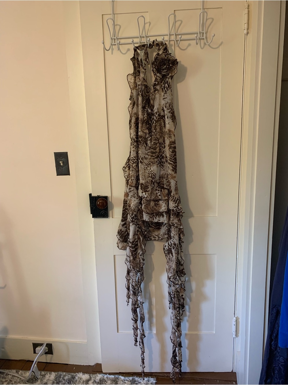 Fashion Nova Brown and Cream Ruffled dress